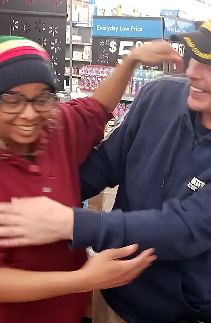 Author David Haave giving out books Lake of the Ozarks USA